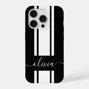 Moderne trendige Rennstreifen monogrammiert iPhone 15 Pro Hülle