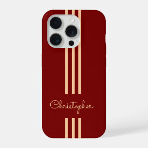 Moderne trendige Rennstreifen monogrammiert  iPhone 15 Pro Hülle