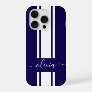 Moderne trendige Rennstreifen monogrammiert iPhone 15 Pro Hülle