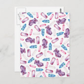 Moderne trendige rosa aquamarine Wasserfarbkristal Postkarte (Vorne/Hinten)