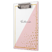 Moderne, trendige rosa Goldpunkte tragen Ihren Nam Klemmbrett (Links)