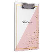 Moderne, trendige rosa Goldpunkte tragen Ihren Nam Klemmbrett (Rechts)