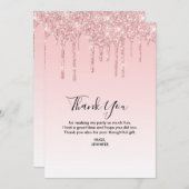 Moderne, trendige rosa IMITATE Liquid Glitzer Dankeskarte (Vorne/Hinten)