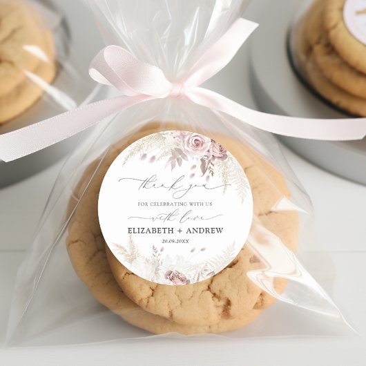 Moderne, trendige, rosafarbene Rose Blumenzehen Runder Aufkleber