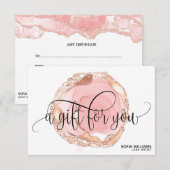 Moderne trendige Rose Gold Tropfen Gutschein (Vorne/Hinten)