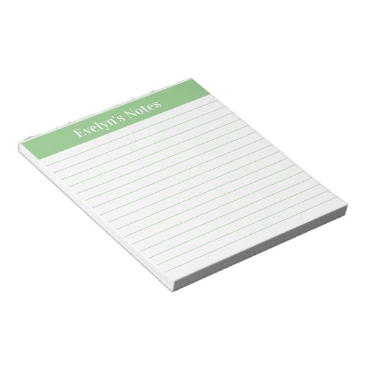 Moderne, trendige Sage Green Script Großdruck Notizblock (angewinkelt)