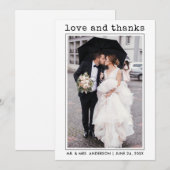 Moderne, trendige Schreibmaschine Liebe dank Foto Dankeskarte (Vorne/Hinten)