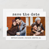 Moderne, trendige Schreibmaschine Text 2 Fotos Save The Date (Vorne/Hinten)