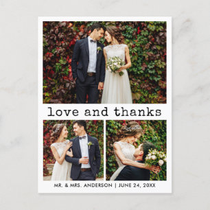 Moderne trendige Schreibmaschinentext 3 Foto Danke Postkarte