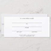 Moderne trendige Schrift Geschäft Geschenkgutschei (Rückseite)