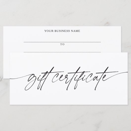 Moderne trendige Schrift Geschäft Geschenkgutschei (Vorne/Hinten)
