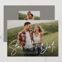 Moderne, trendige Schrift Save the Date Fotokarte