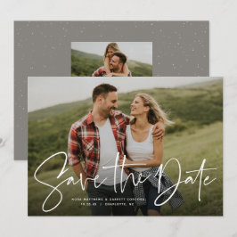 Moderne, trendige Schrift Save the Date Fotokarte