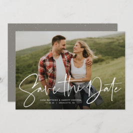 Moderne, trendige Schrift Save the Date Fotokarte