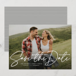 Moderne, trendige Schrift Save the Date Fotokarte