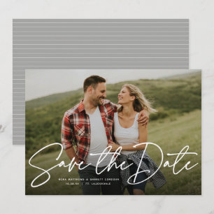 Moderne, trendige Schrift Save the Date Fotokarte