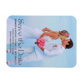 Moderne trendige Schrift Save the Date Strand Foto Magnet (Horizontal)