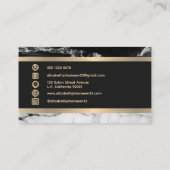 Moderne, trendige schwarz-weiße Marmorstreifen Visitenkarte (Rückseite)