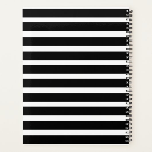 Moderne, trendige Schwarz-weiße Streifen beruflich Planer (Rückseite)