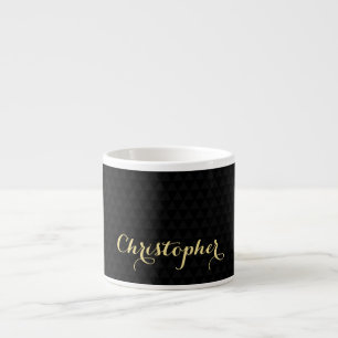 Moderne Trendige Schwarze Elegante Falsche Gold-Ty Espressotasse