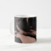 Moderne trendige schwarze Roségold-Marmor-Optik Kaffeetasse (Vorderseite Links)
