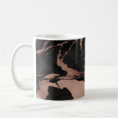 Moderne trendige schwarze Roségold-Marmor-Optik Kaffeetasse (Links)