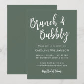 Moderne Trendige Script-Brunch-Sprudelparty-Salbei Einladung (Vorne/Hinten)