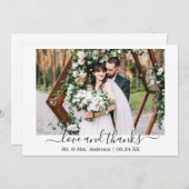 Moderne, trendige Script-Liebe dank Wedding Foto Dankeskarte (Vorne/Hinten)