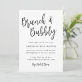 Moderne trendige Skript-Brunch-Sprudelparty Weiß Einladung (Stehend Vorderseite)