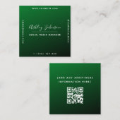 Moderne trendige Social Media Green Ombre Gradient Quadratische Visitenkarte (Vorne/Hinten)
