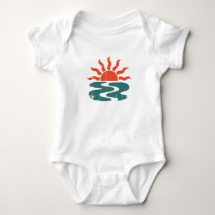 Moderne trendige Sommer-Tropen-Strand-Sonnenunterg Baby Strampler