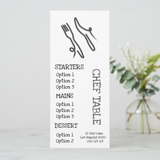 Moderne, trendige Speisekarte mit schwarz-grauem u Menükarte (Stehend Vorderseite)