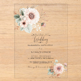 Moderne trendige staubige rosa Wangenrote Hochzeit Acryleinladungen