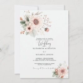 Moderne trendige staubige rosa Wangenrote Hochzeit Einladung