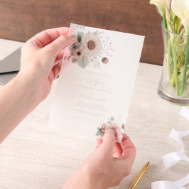 Moderne trendige staubige Rosen-Blush-Hochzeit Pergament Einladungen