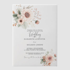 Moderne trendige staubige Rosen-Hochzeits-Einladun Pergament Einladungen