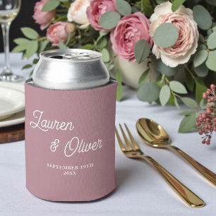 Moderne Trendige Staubige Rosen Schrift Hochzeit Dosenkühler