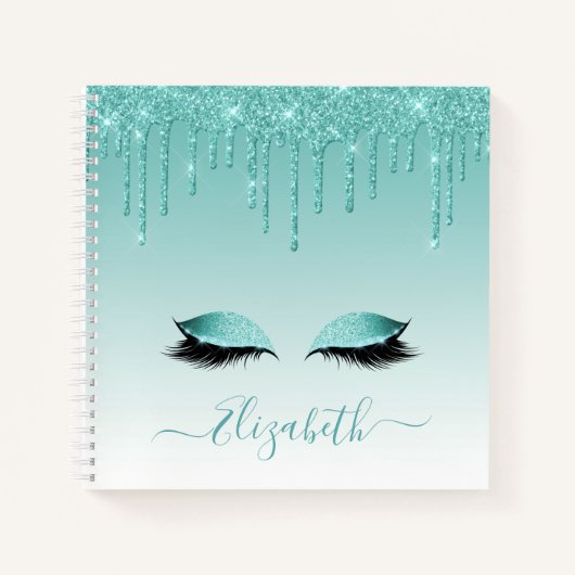 Moderne trendige stilvolle Schrift Teal Glitter Wi Notizblock (Vorderseite)