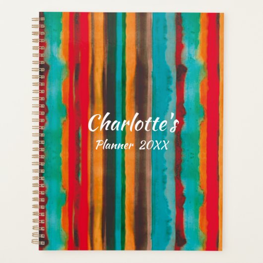 Moderne, trendige Streifen Personalisiert Planer (Vorderseite)
