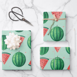 Moderne trendige süße Wassermelonendesigns Geschenkpapier Set