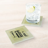 Moderne, trendige Typografie Kunst, das Dotting th Glasuntersetzer (Schrägansicht)