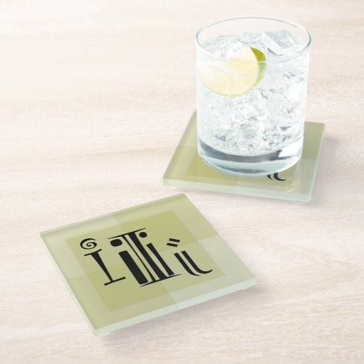 Moderne, trendige Typografie Kunst, das Dotting th Glasuntersetzer (Schrägansicht)