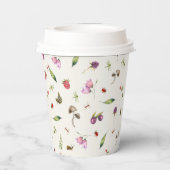 Moderne trendige Waldland-Wildblumen Insekten Pappbecher (Rückseite)