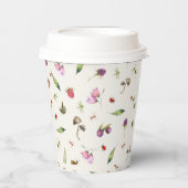 Moderne trendige Waldland-Wildblumen Insekten Pappbecher (Vorderseite)