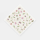 Moderne trendige Waldland-Wildblumen Insekten Serviette (Ecke)