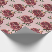 Moderne trendige Wasserfarbe Frucht Granatapfel Geschenkpapier (Ecke)