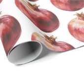 Moderne trendige Wasserfarbe Frucht Granatapfel Geschenkpapier (Rolleneckpunkt)