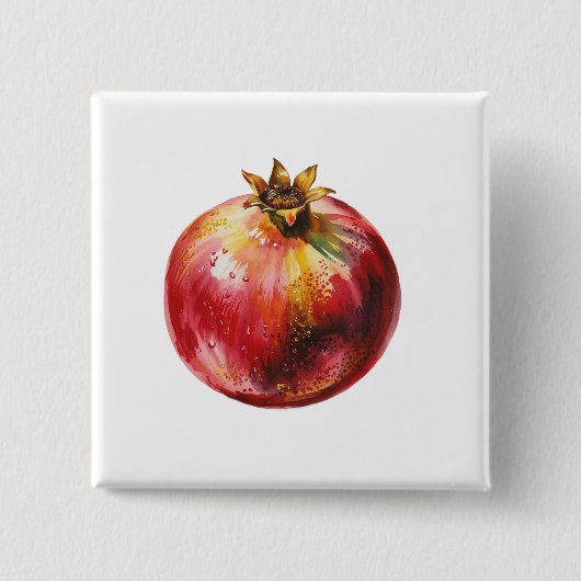 Moderne trendige Wasserfarbe Granatapfel Button (Vorderseite)