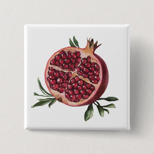 Moderne trendige Wasserfarbe Granatapfel Button (Vorderseite)