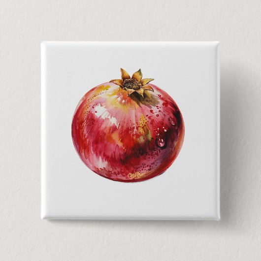 Moderne trendige Wasserfarbe Granatapfel  Button (Vorderseite)